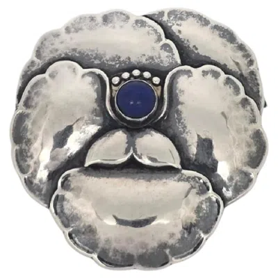 Pre-owned Georg Jensen Denmark Sterling Silver 113 Lapis Lazuli Pansy Pin/brooch #25612 In Multi