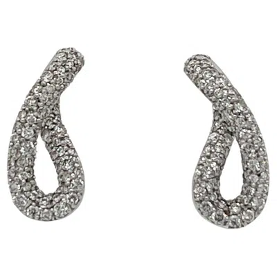 Pre-owned Georg Jensen Diamond & Sterling Silver Infinity Earrings In Multi