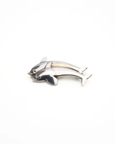 Pre-owned Georg Jensen Dolphins Silver Brooch