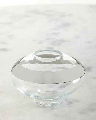Georg Jensen Duo Round Glass Vase - Small In Silver
