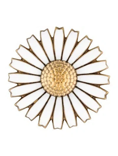 Pre-owned Georg Jensen Enamel Daisy Brooch In White
