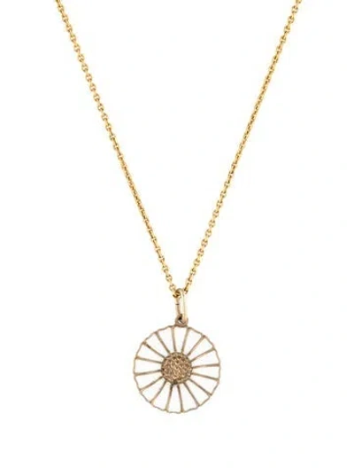 Pre-owned Georg Jensen Enamel Daisy Pendant Necklace, 17.75" In White