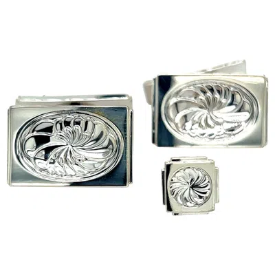 Pre-owned Georg Jensen Estate Mens Cufflinks Set With Tie Pin Without Back Of Tie Pin In Multi