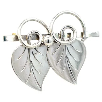 Pre-owned Georg Jensen Estate Vine Leaves Brooch Silver In Multi