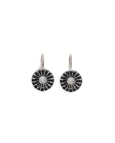 Pre-owned Georg Jensen Flower Motif Silver Earrings In Black