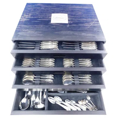 Pre-owned Georg Jensen Fuchsia By  Klokke Sterling Flatware Set For 12 Dinner 170 Pieces In Silver