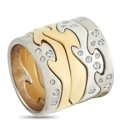 Georg Jensen Fusion 18k White And Yellow Gold Diamond 5 Piece Puzzle Ring Gj13-051926 In Multi