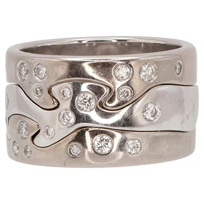 Pre-owned Georg Jensen Fusion 18-karat Wg Diamond Puzzle Ring In Multiple