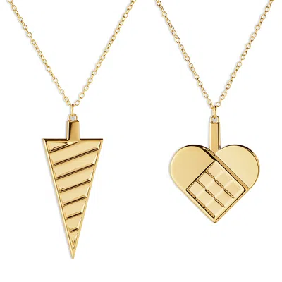 Georg Jensen Gold Plated Cornet & Heart Ornament Set