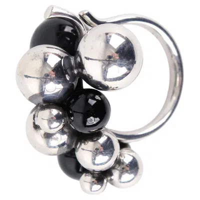 Pre-owned Georg Jensen Grape Ring Model 54 Moonlight Grapes In Sterling Silver In Purple