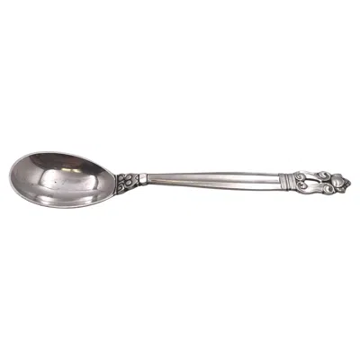 Pre-owned Georg Jensen Hammered Sterling Silver Egg Spoon In Acorn Pattern