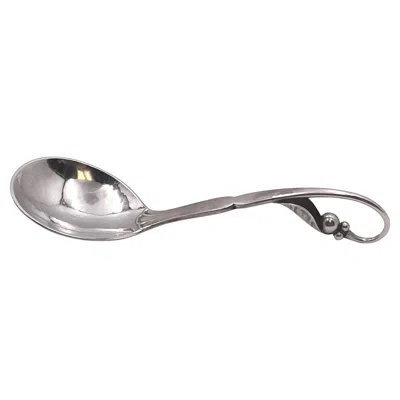 Pre-owned Georg Jensen Hammered Sterling Silver Pea In Pod Sugar Serving Spoon #21