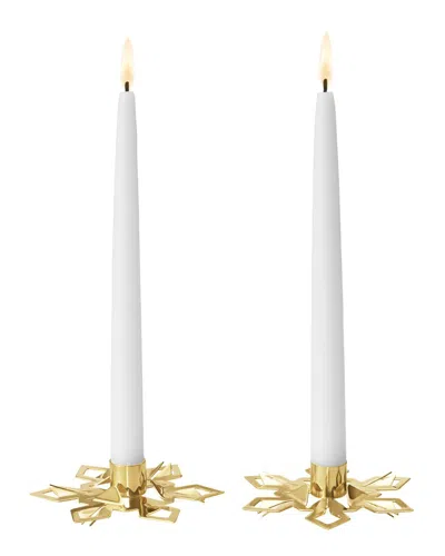 GEORG JENSEN HAND POLISHED 18K-PLATED SNOWFLAKE TAPER CANDLEHOLDER