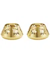 Georg Jensen Hand Polished 2pc Gold-plated Snowflake Tea Lights In Gold