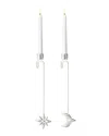 Georg Jensen Hand Polished Palladium-plated Moon & Star Candleholder Set In Silver