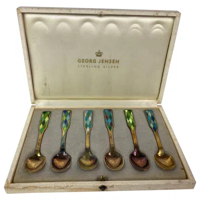 Pre-owned Georg Jensen Harlequin Silver Spoons By George Jensen In Brown