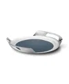 Georg Jensen Helix Leather Inlay Tray In Silver,blue