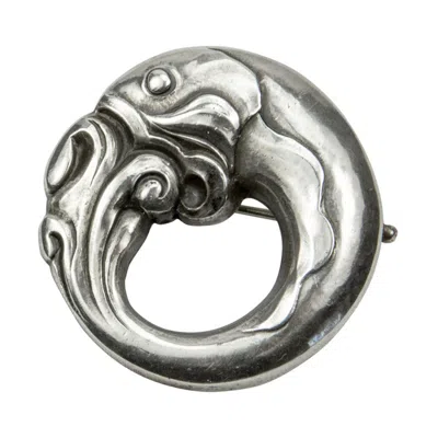 Pre-owned Georg Jensen Iconic  Silver Fish Retro Brooch Pin Estate Fine Jewelry In Multi