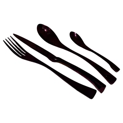 Pre-owned Georg Jensen Kaya Premium Cutlery Set Glossy Purple Stainless Steel Service 4