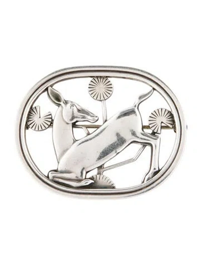 Pre-owned Georg Jensen Kneeling Deer 256 Brooch In Multi