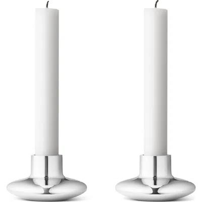 Georg Jensen Koppel Set Of 2 Candleholders In Silver