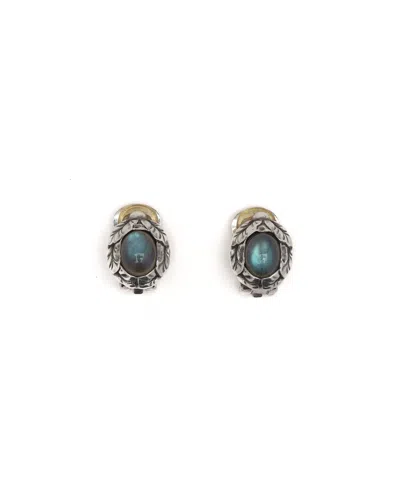 Georg Jensen Labradorite Silver Clip-on Earrings In Green