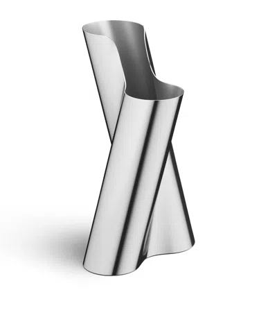Georg Jensen Large Stainless Steel Lituus Vase In Silver