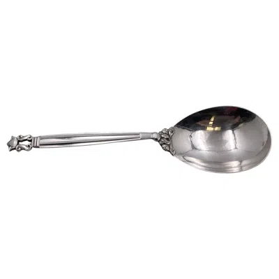 Pre-owned Georg Jensen Large Sterling Silver Mashed Potato Spoon In Acorn Pattern