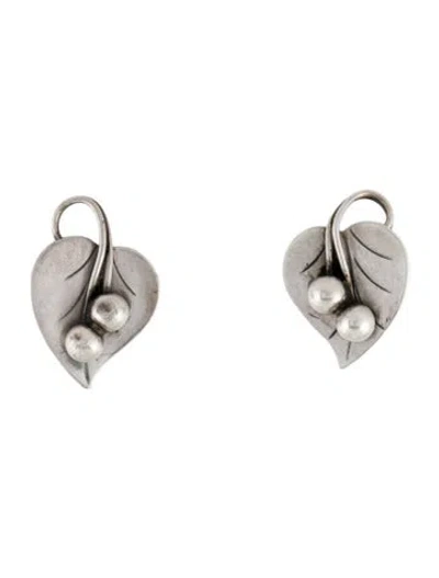 Pre-owned Georg Jensen Leaf Stud Earrings In Multi
