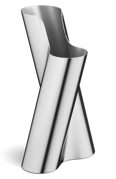 Georg Jensen Lituus Stainless Steel Vase In Silver