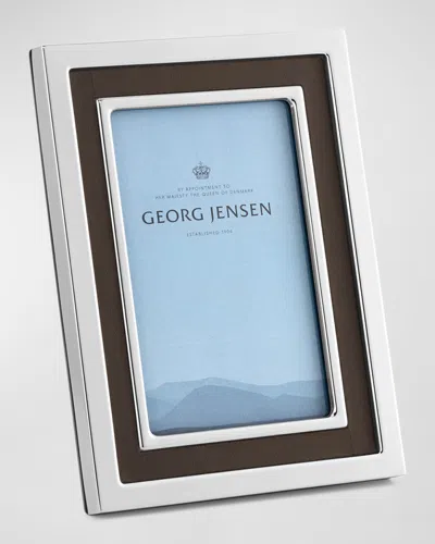 Georg Jensen Manhattan Leather & Stainless Steel Frame, 4" X 6" In White