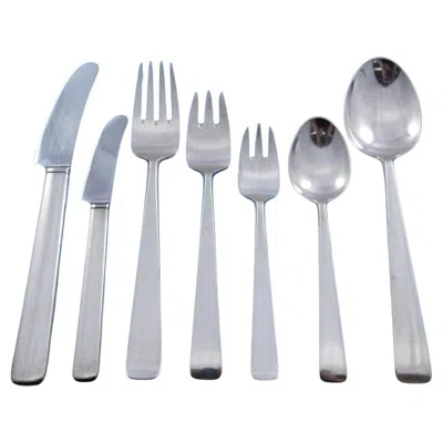 Pre-owned Georg Jensen Margrethe By  Sterling Silver Flatware Set Service 88 Pc Modern Rare