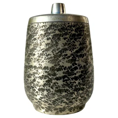 Pre-owned Georg Jensen Mid-century Modern Pewter Lidded Vessel By Mylius Brothers, Norway In Black
