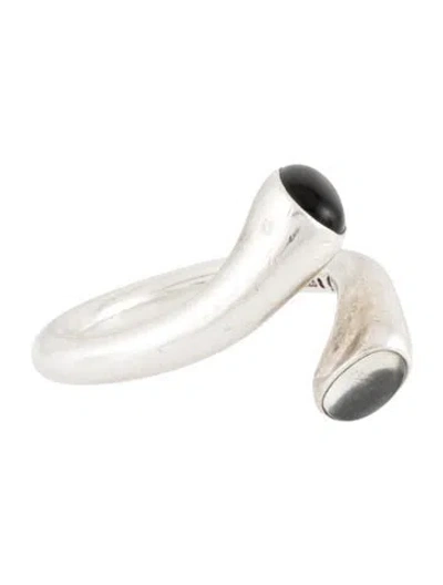 Pre-owned Georg Jensen Moonstone & Onyx Carnival Bypass Ring In Multicolor