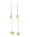 Georg Jensen Mouse & Pine Cone Candleholder Set In Gold