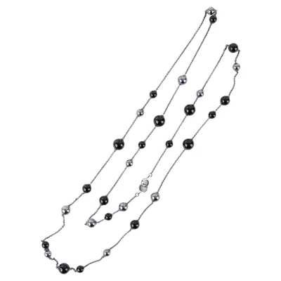 Pre-owned Georg Jensen Necklace Model "sphere Sautoir" In 925 Sterling Silver With Black Agate