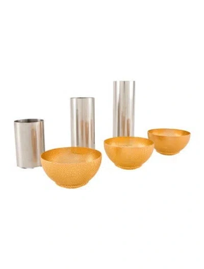 Pre-owned Georg Jensen Olympia Tea Light Candle Holder Set In Metallic