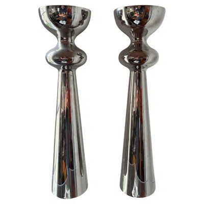 Pre-owned Georg Jensen Pair  Alfredo Vases Made In Denmark In Transparent
