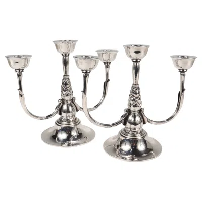 Pre-owned Georg Jensen Pair Of  Art Deco 537 C Sterling Silver Candelabra By Harald Nielsen In Multi