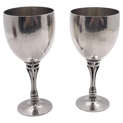 Pre-owned Georg Jensen Pair Of  Sterling Silver Goblets/ Kiddush Cups #532a