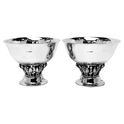 Pre-owned Georg Jensen Pair Vintage Sterling Silver  Bowls Pattern 197b 1960 / 63