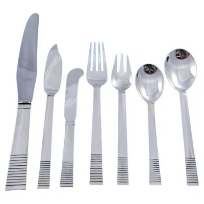 Pre-owned Georg Jensen Parallel By  Sterling Silver Flatware Set 8 Service 64 Pieces Dinner