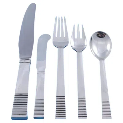 Pre-owned Georg Jensen Parallel By  Sterling Silver Flatware Set For 12 Service 64 Pieces