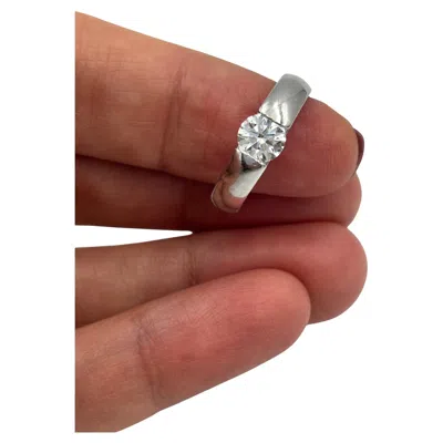 Pre-owned Georg Jensen Platinum Solitaire Ring, 0.8ct Round Diamond, Denmark In Multi