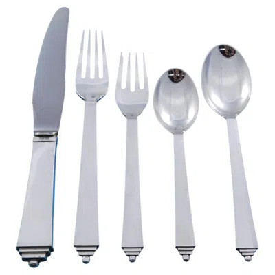 Pre-owned Georg Jensen Pyramid By  Sterling Silver Flatware Set 8 Service 47 Pieces Dinner