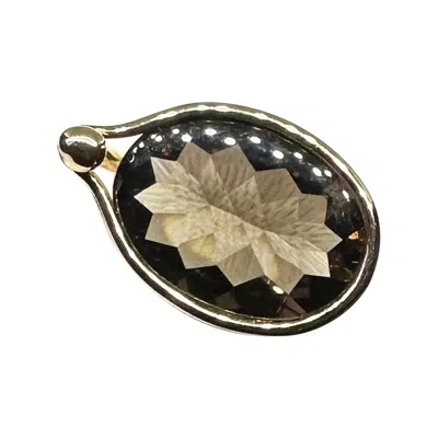 Pre-owned Georg Jensen Savannah Smoky Quartz Ring 1506 18 Karat Yellow Gold Torun Bulow