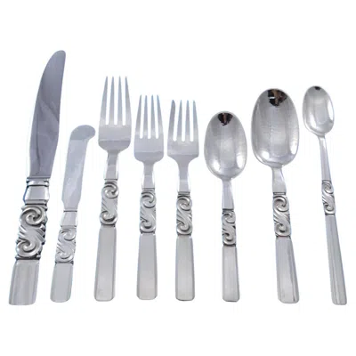 Pre-owned Georg Jensen Scroll By  Sterling Silver Flatware Set 12 Service 106 Pcs Dinner