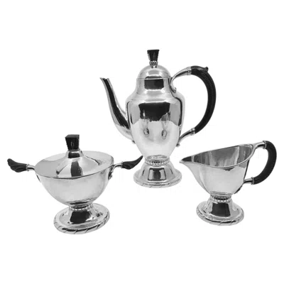 Pre-owned Georg Jensen Set Of 3 Early  Silver Coffee Service 88, 1915