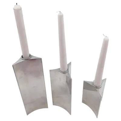 Pre-owned Georg Jensen Set Of 3  By Verner Panton Candlesticks In Mid-century Modern Style In Gray
