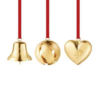 Georg Jensen Set Of 3 Gold-plated Tree Decorations
